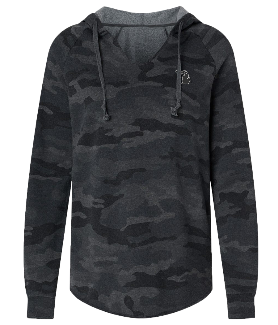 Women's Camo Flowy V-neck Hoodie