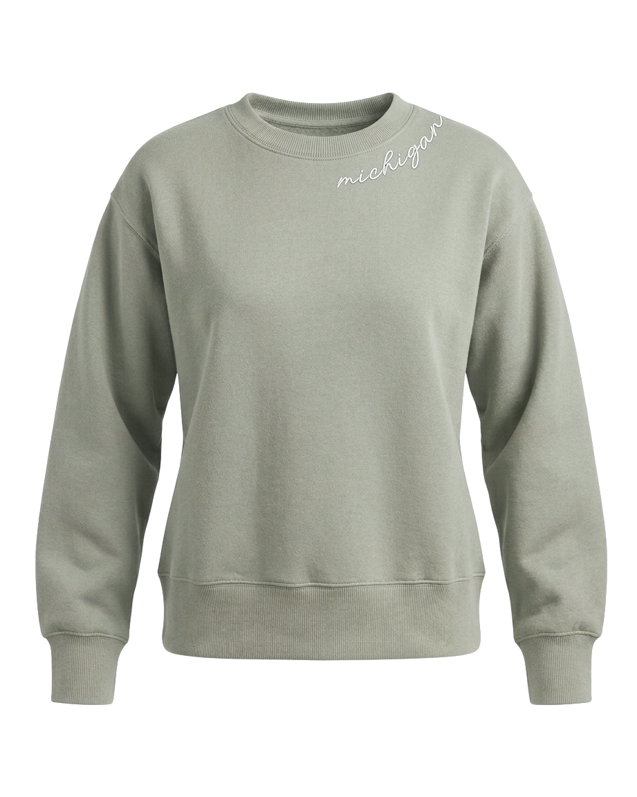 Women's Embroidered Collar Crewneck Sweatshirt