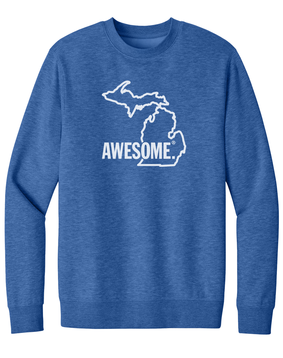 Michigan Awesome State Outline Crewneck Sweatshirt