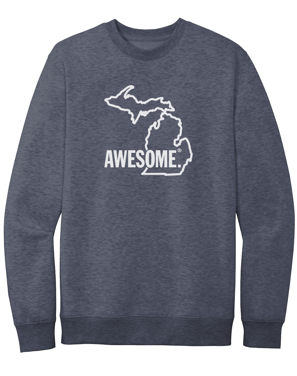 Michigan Awesome State Outline Crewneck Sweatshirt