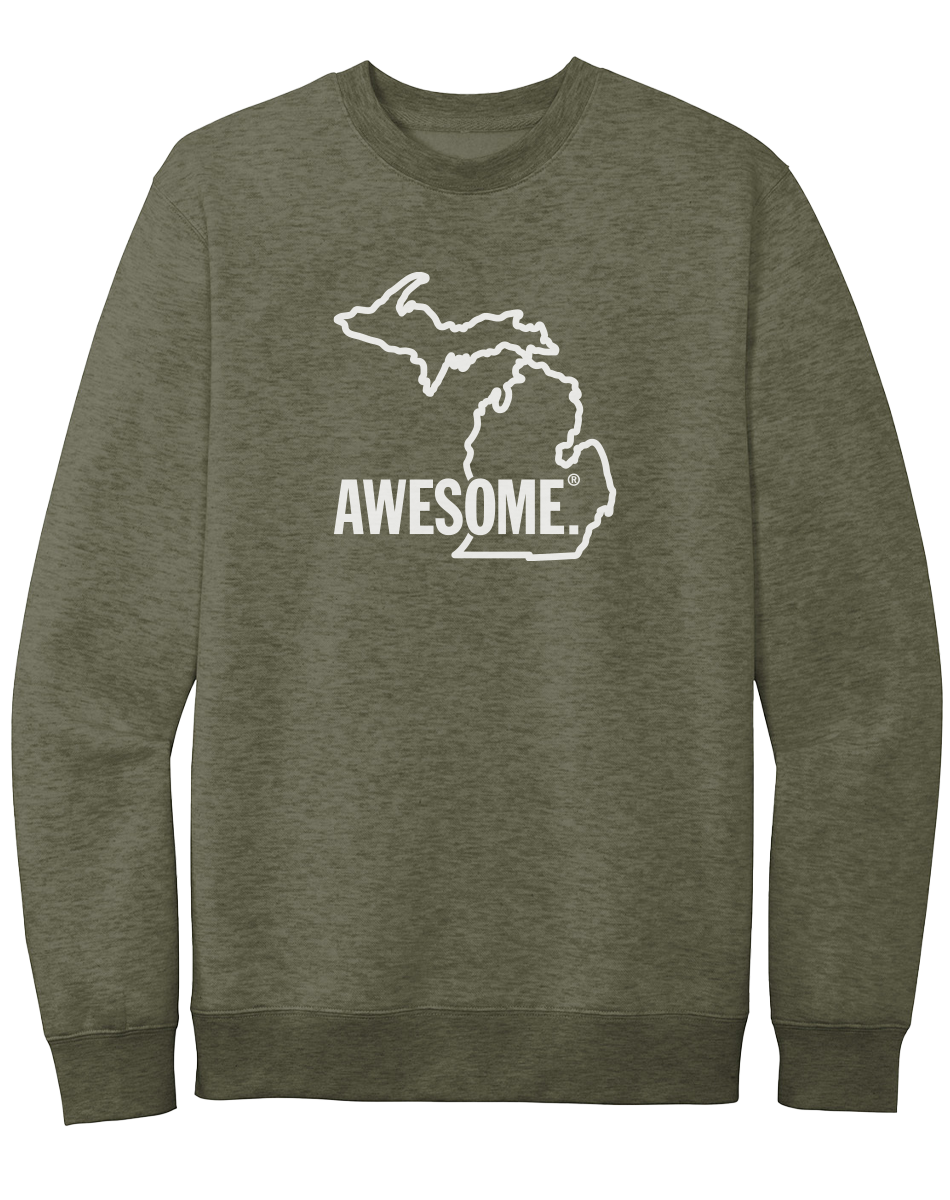 Michigan Awesome State Outline Crewneck Sweatshirt