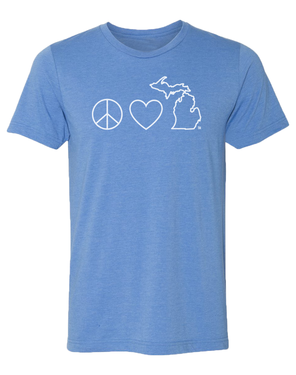 Peace Love Michigan Unisex T-Shirt – Michigan Awesome