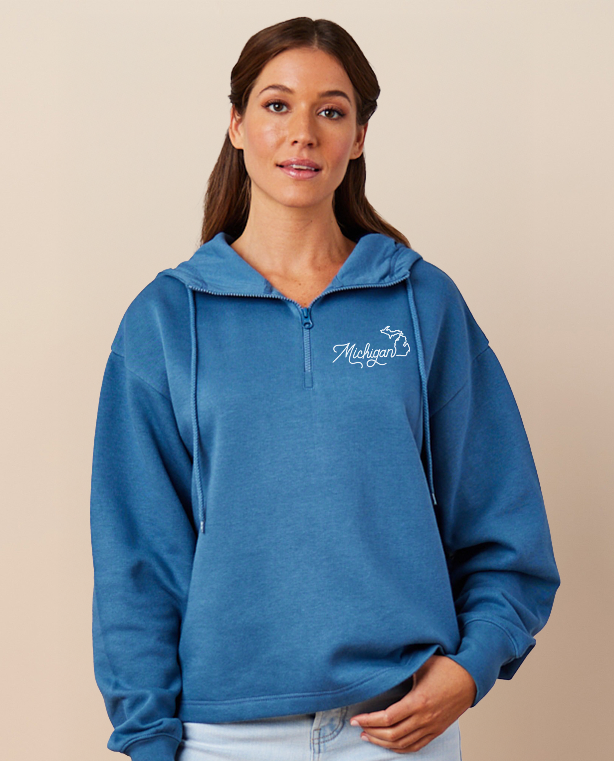 Women's Michigan Boxy Quarter Zip Hoodie – Michigan Awesome