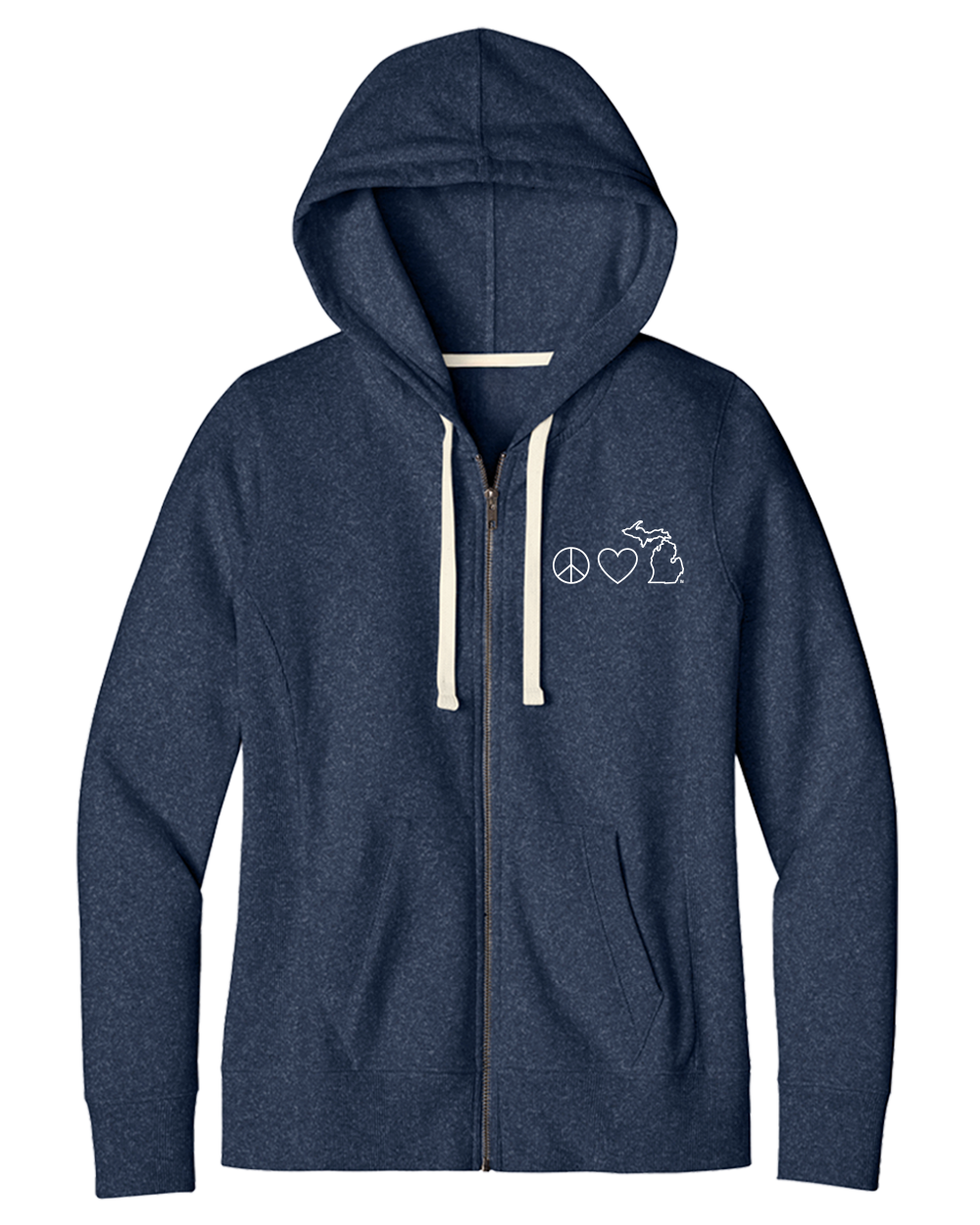 Women's Peace Love Michigan Zip Hoodie