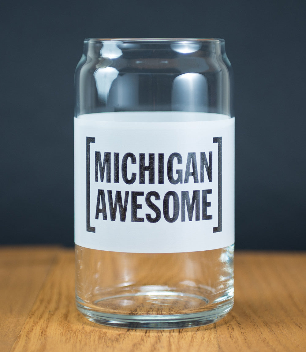 Michigan Awesome "Hand Crafted" Can Glass