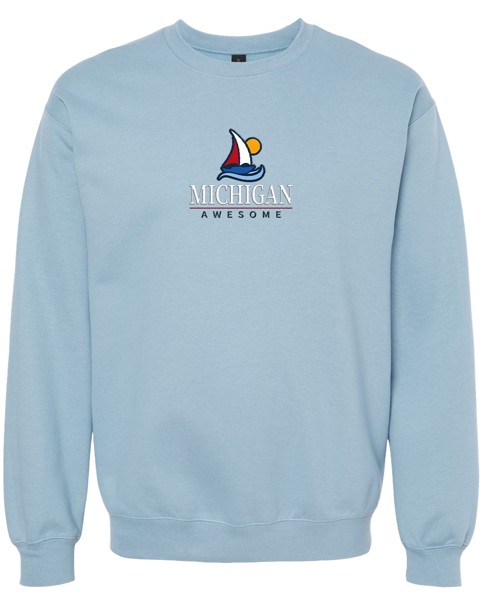 Embroidered Michigan Sailing Sweatshirt Michigan Awesome
