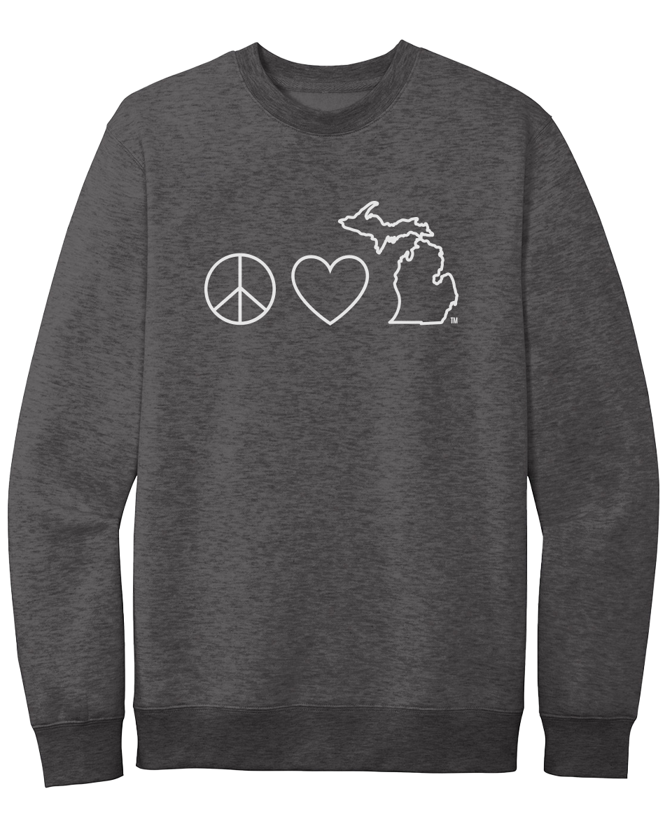 Peace, Love, & Michigan Crewneck Sweatshirt
