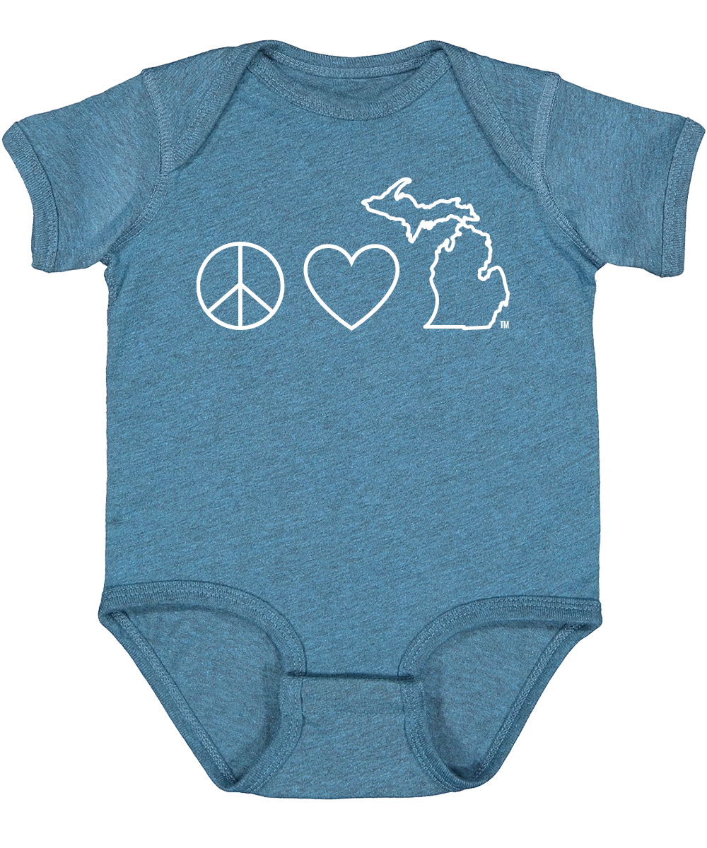 Peace Love Michigan Baby Onesie