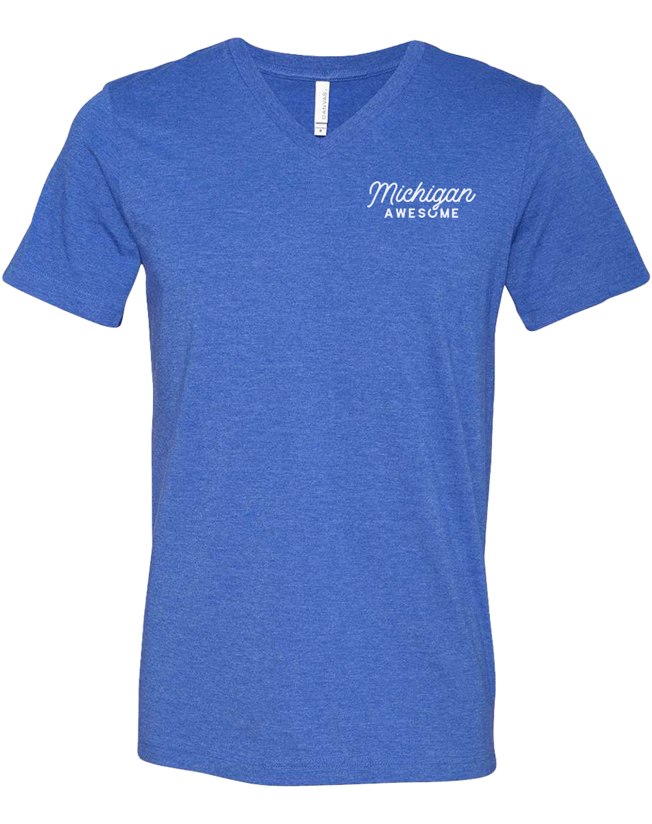 Michigan Awesome Lighthouse Unisex V-Neck Tee (CLOSEOUT)