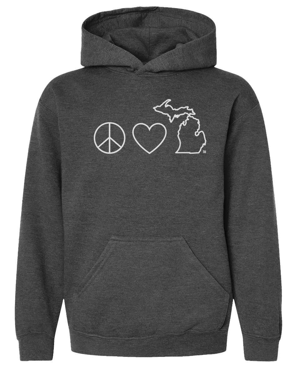 Peace Love Michigan Youth Hoodie