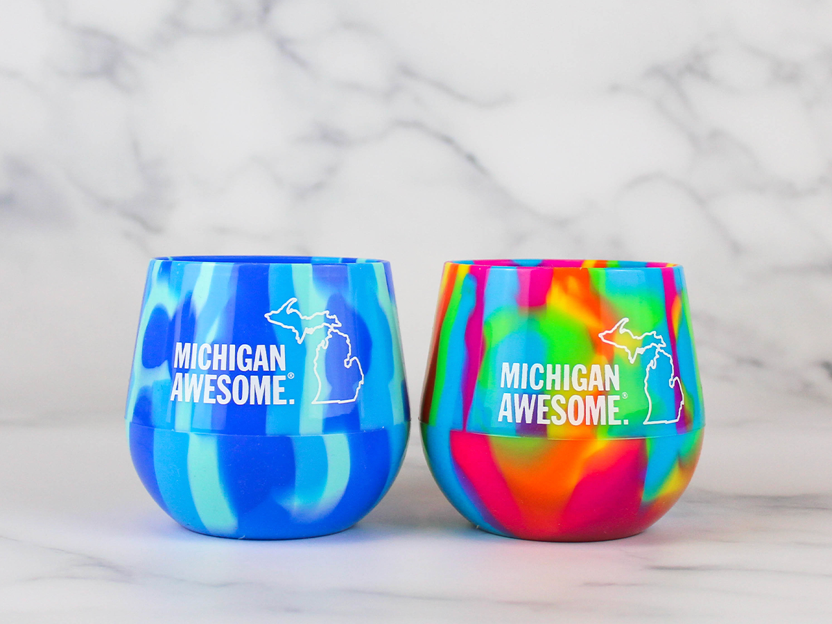 Michigan Awesome Sili Wine Glass Freshwater Blue