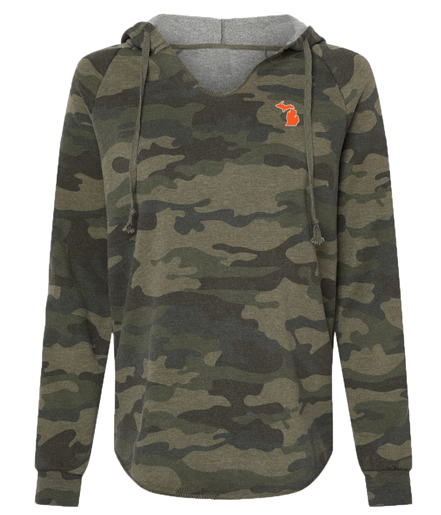 Women's Camo Flowy V-neck Hoodie