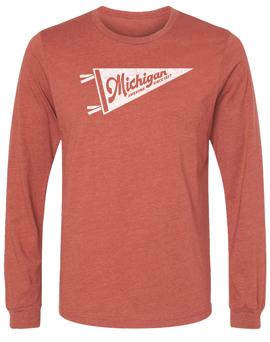 Michigan Pennant  Long Sleeve T-Shirt
