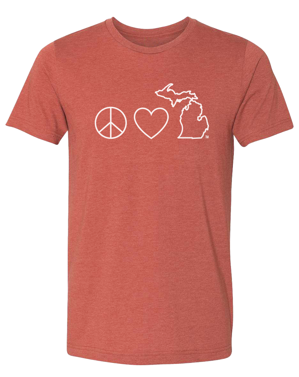 Peace Love Michigan Unisex T-Shirt