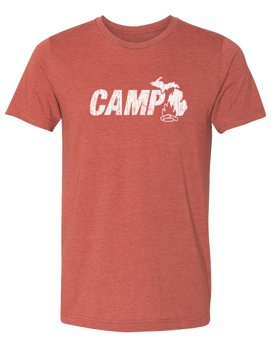 Camp Michigan Unisex T-Shirt Heather Redwood / Medium