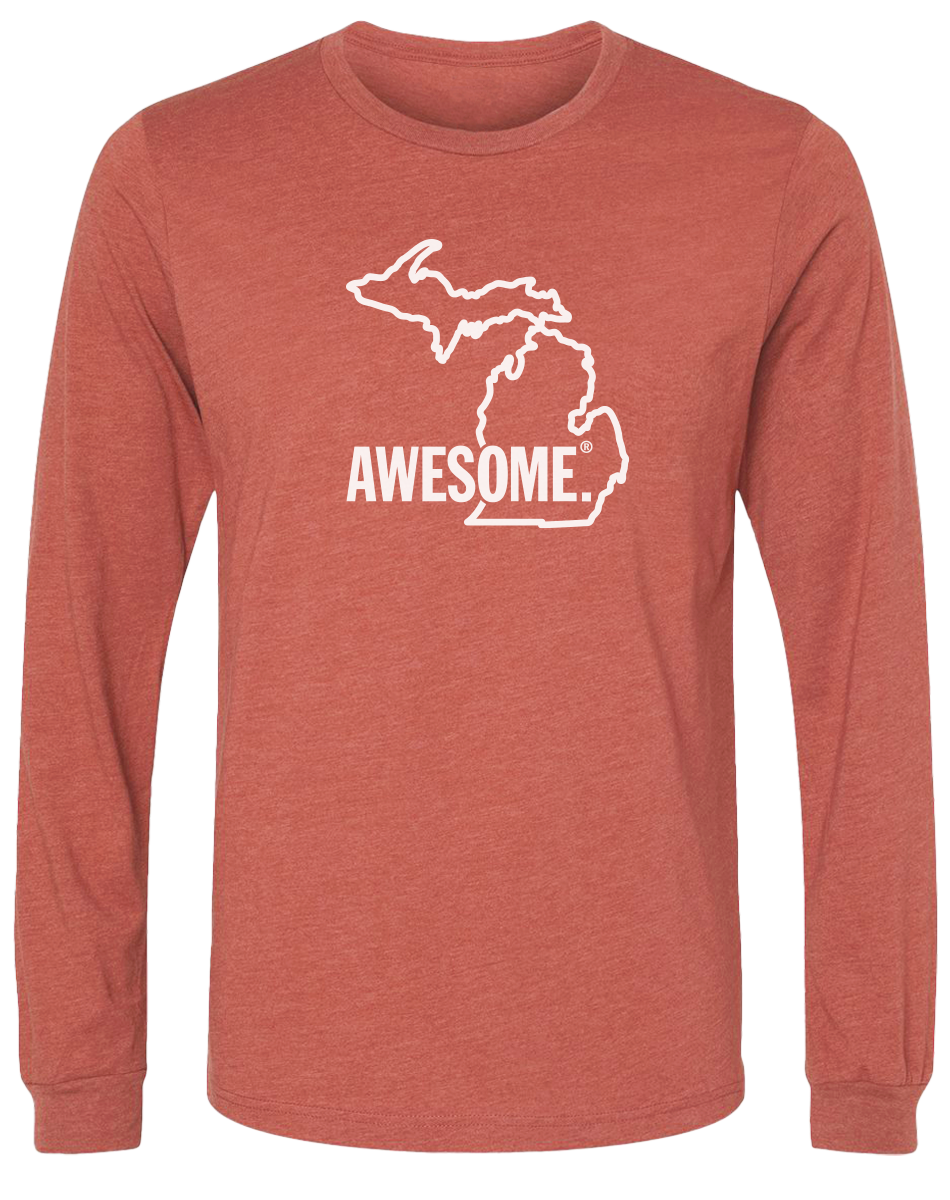 Michigan Awesome State Outline Long Sleeve T-Shirt