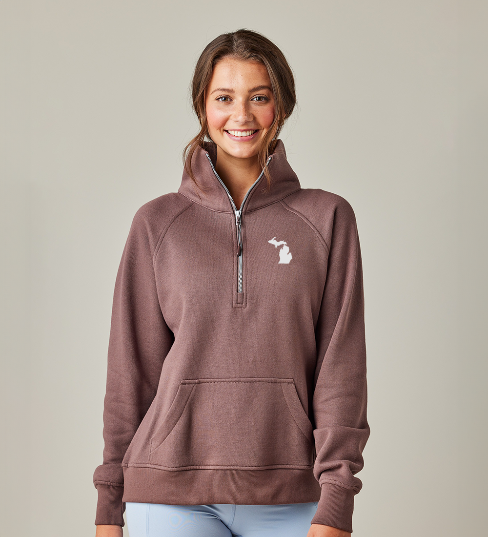 Women's Michigan Boxy Half Zip Fleece – Michigan Awesome Women's Michigan Boxy Half Zip Fleece – Michigan Awesome