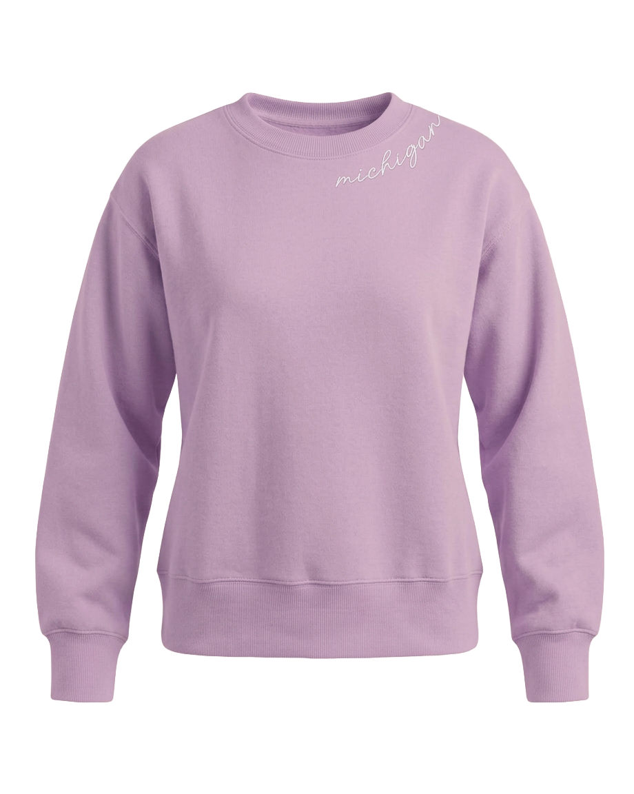 Women's Embroidered Collar Crewneck Sweatshirt