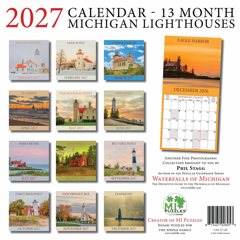 Michigan Lighthouses 13-Month Calendar 2027