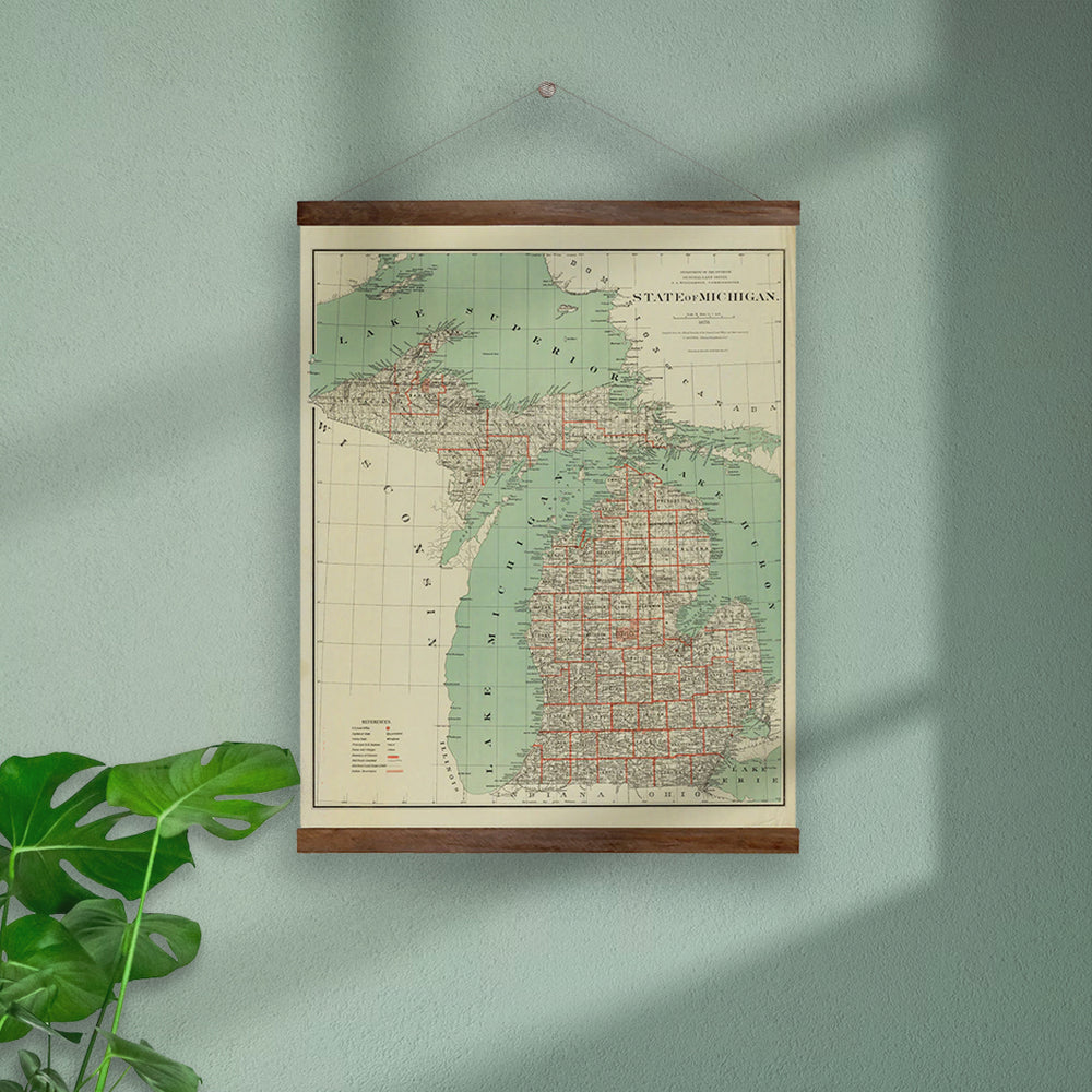 Michigan 1878 Hanging Print