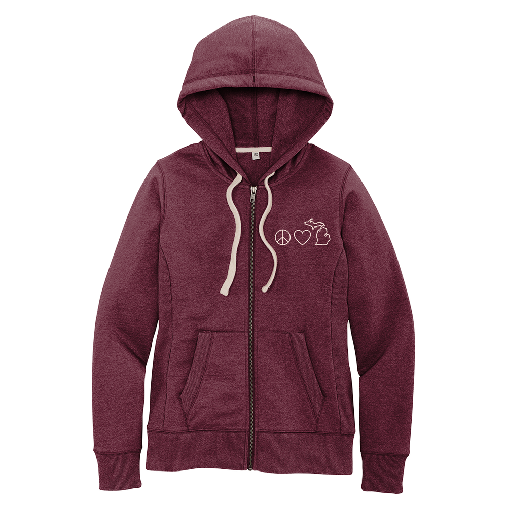 Women's Peace Love Michigan Zip Hoodie