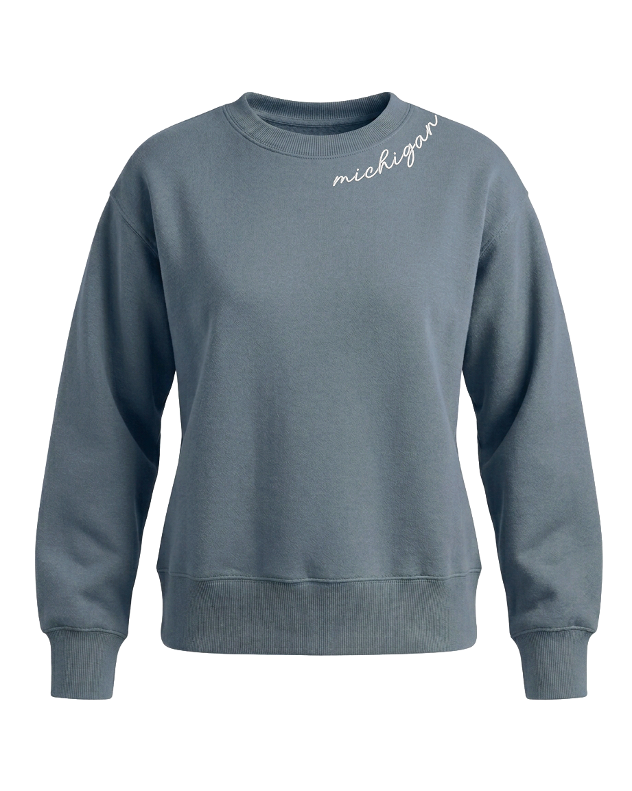 Women's Embroidered Collar Crewneck Sweatshirt