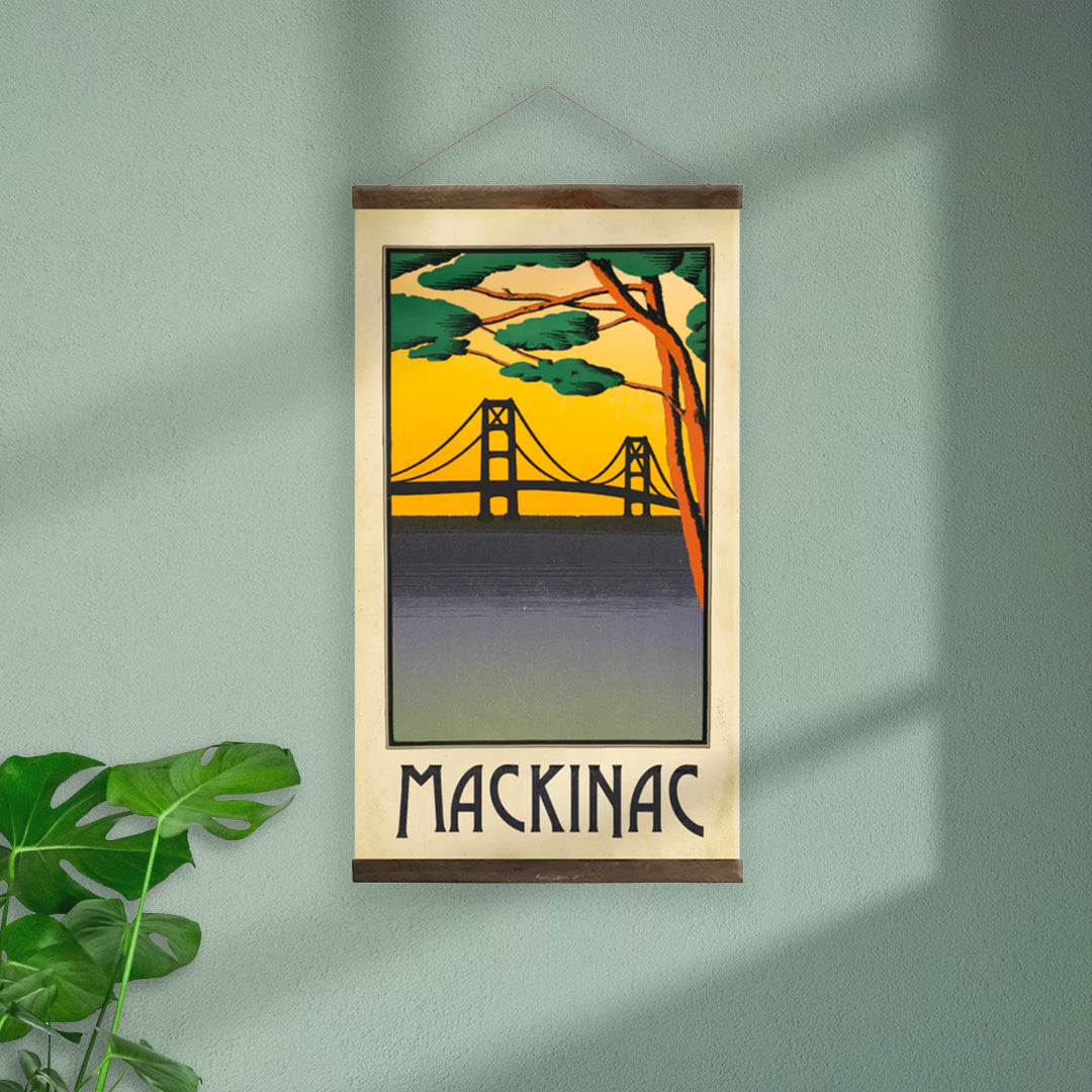 Mackinac Bridge Travel Poster Hanging Print