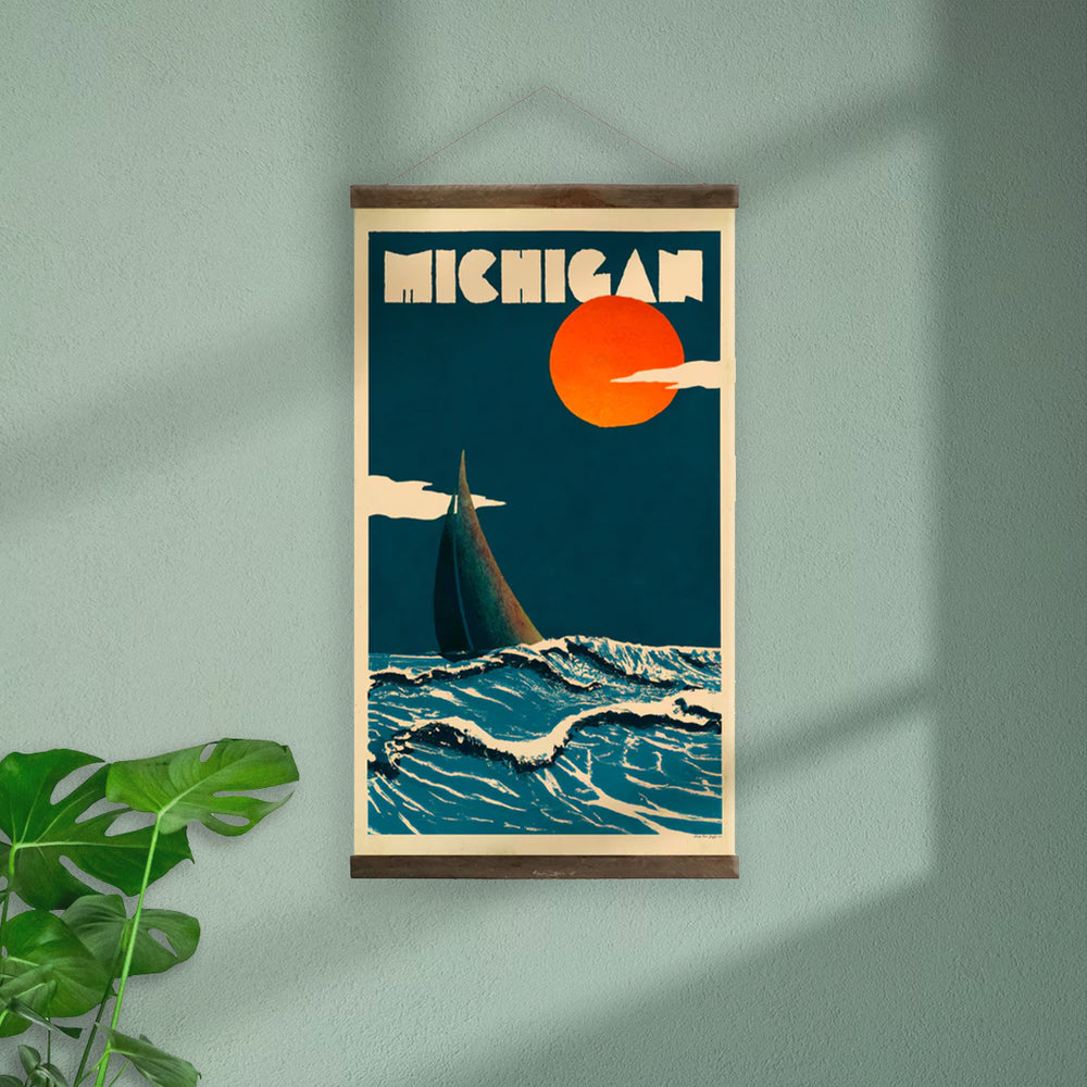 Michigan Retro Sailboat Hanging Print