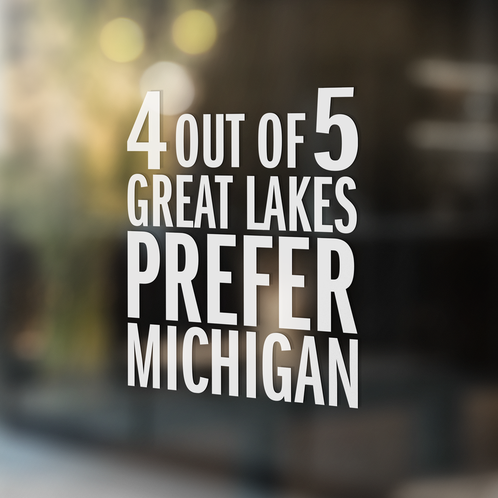 4 Out Of 5 Great Lakes Prefer Michigan White Vinyl Sticker