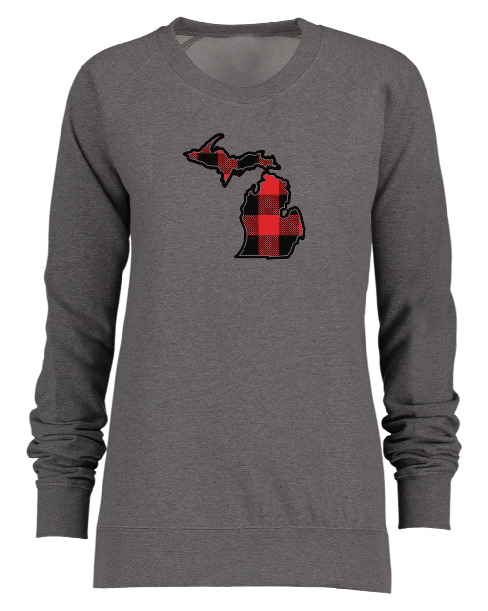 Women's Buffalo Plaid Michigan Crewneck Sweatshirt (CLOSEOUT)