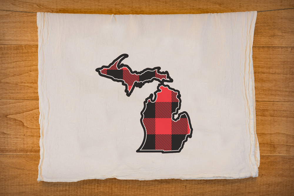 Buffalo Plaid Michigan Tea Towel