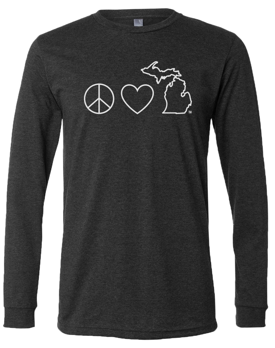 Peace Love Michigan Long Sleeve T-Shirt