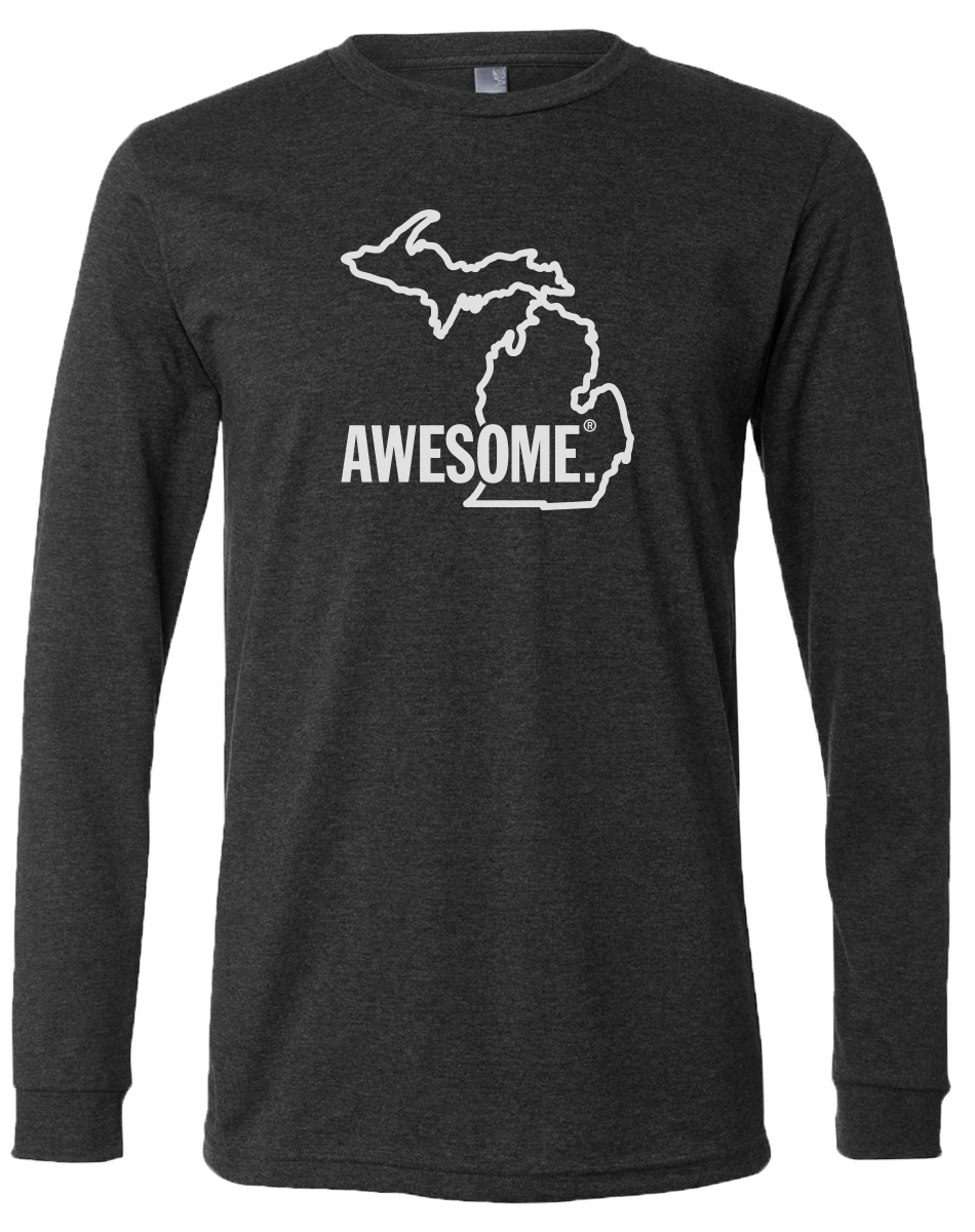 Michigan Awesome State Outline Long Sleeve T-Shirt