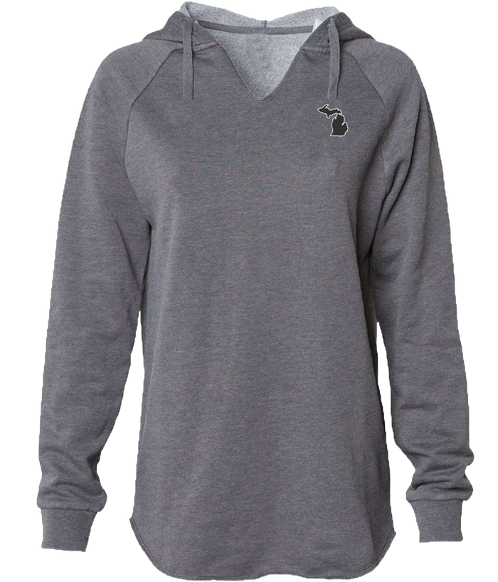 Women's Flowy Vneck Hoodie Michigan Awesome