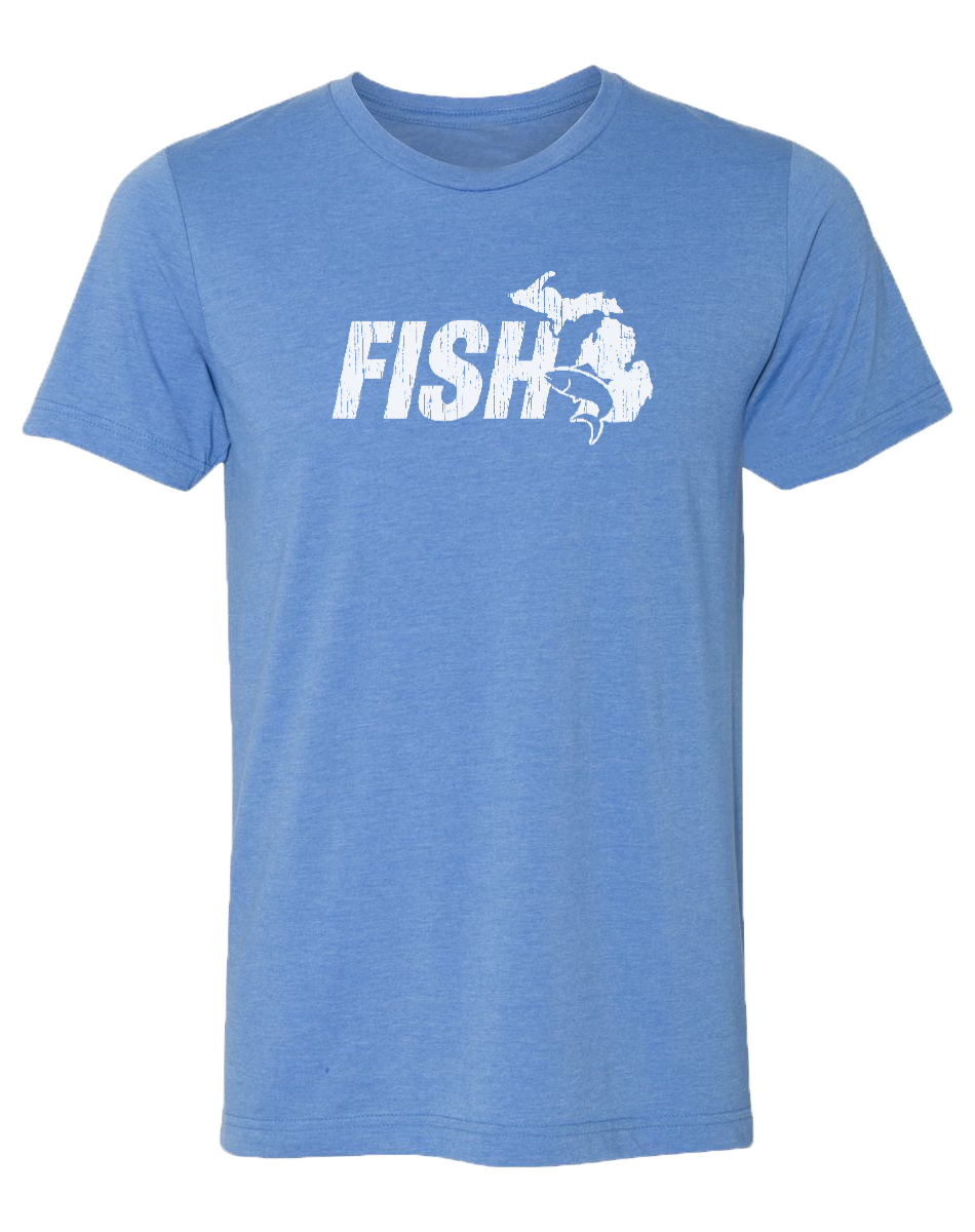 Fish Michigan unisex T-Shirt Heather Lake Blue / X-Small