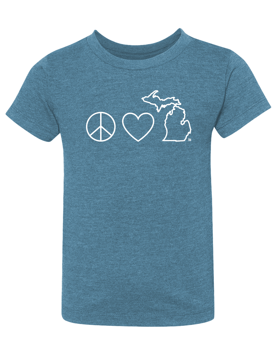 Peace Love Michigan Kids T-Shirt