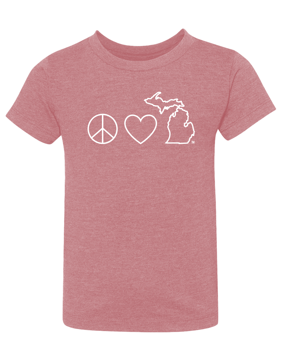 Peace Love Michigan Kids T-Shirt