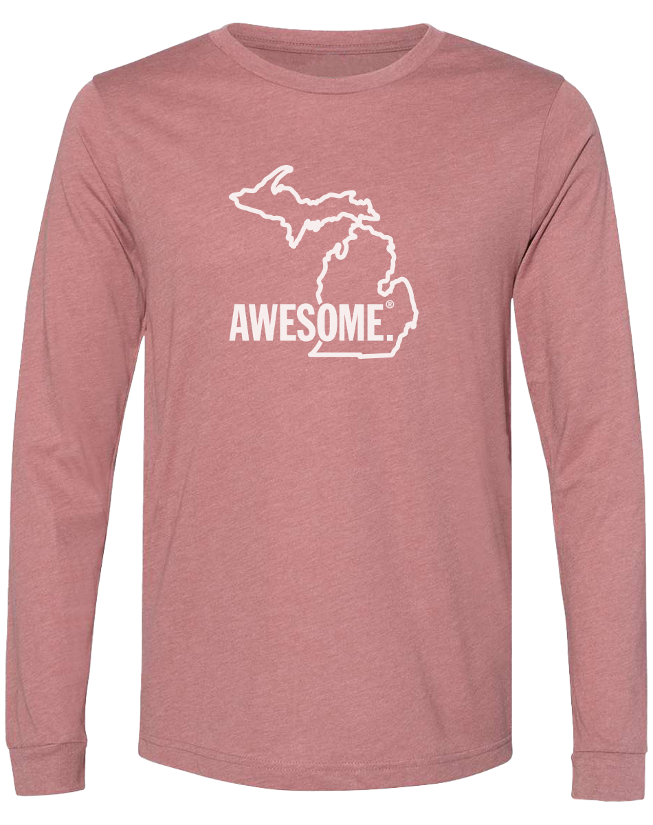 Michigan Awesome State Outline Long Sleeve T-Shirt