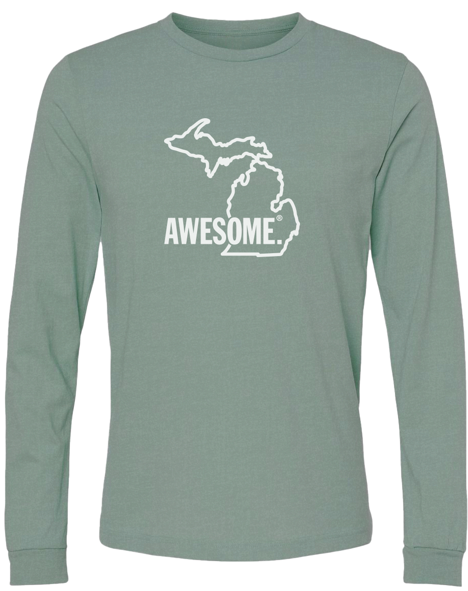 Michigan Awesome State Outline Long Sleeve T-Shirt