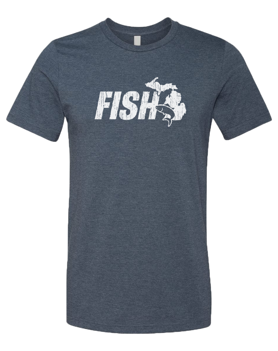 Fish Michigan unisex T-Shirt Heather Navy / X-Small