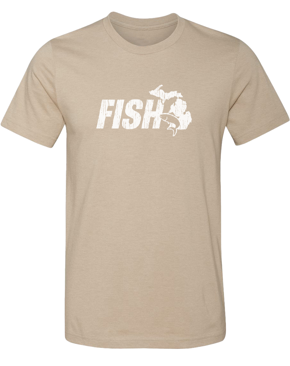 Fish Michigan unisex T-Shirt Heather Sand / Medium