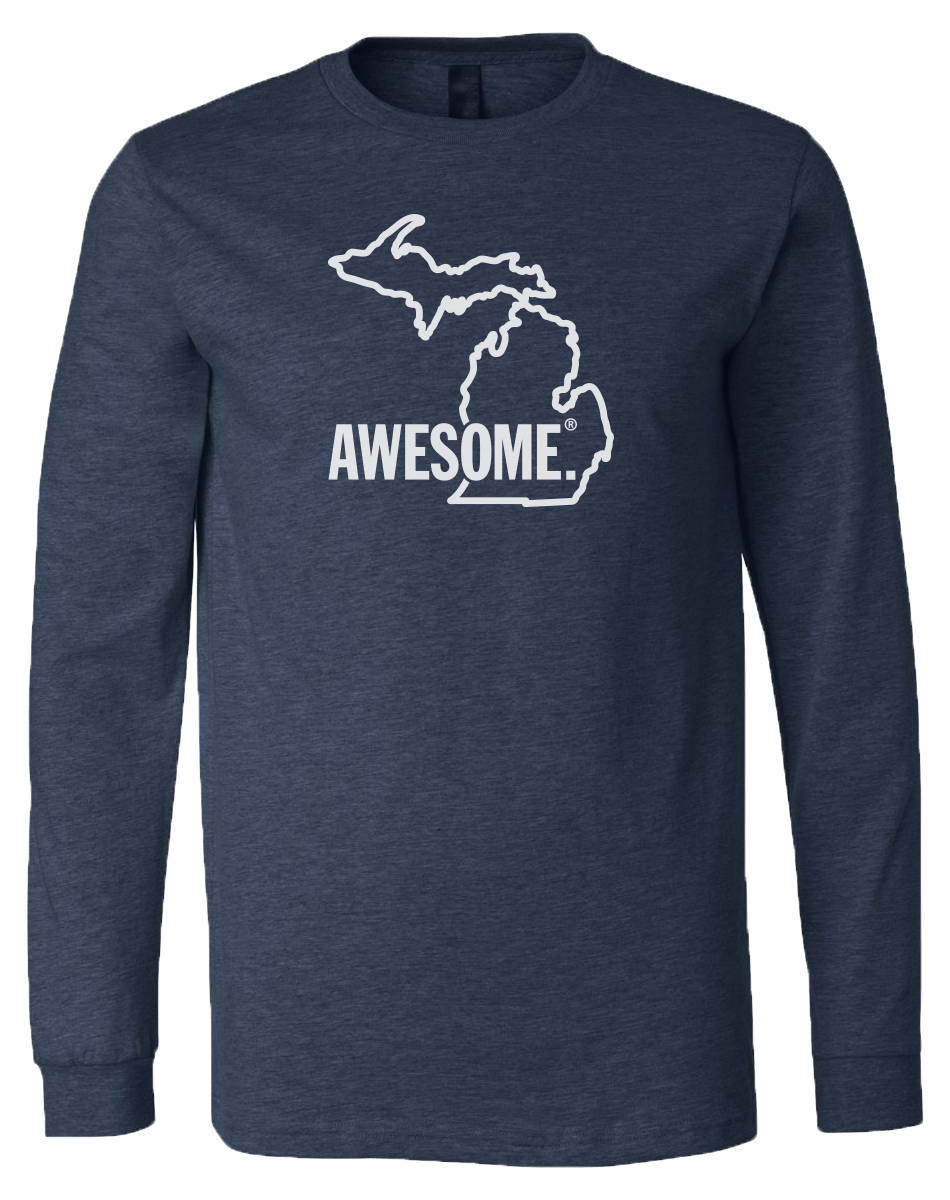 Michigan Awesome State Outline Long Sleeve T-Shirt