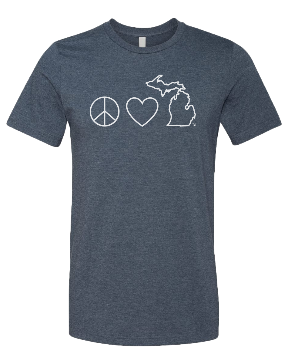Peace Love Michigan Unisex T-Shirt