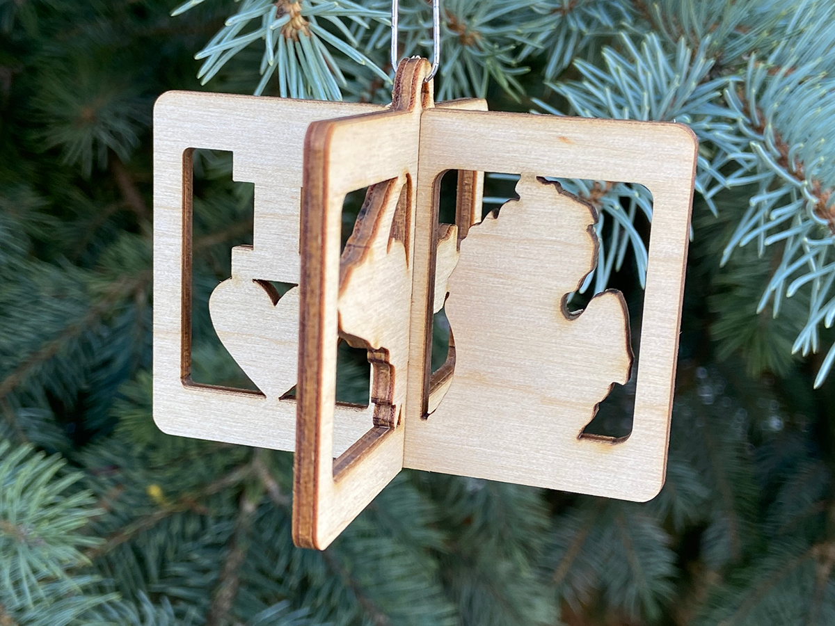 I Love Michigan 3D Christmas Ornament