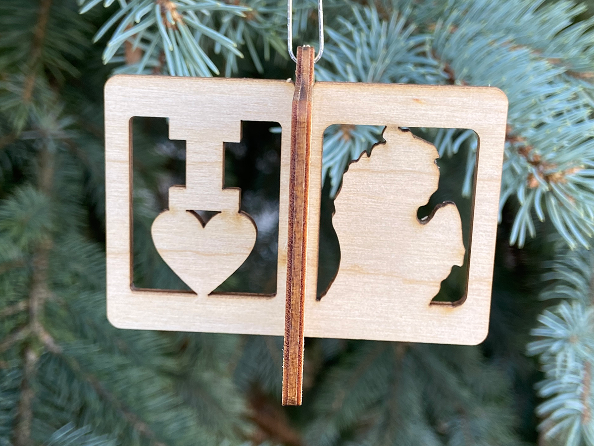 I Love Michigan 3D Christmas Ornament