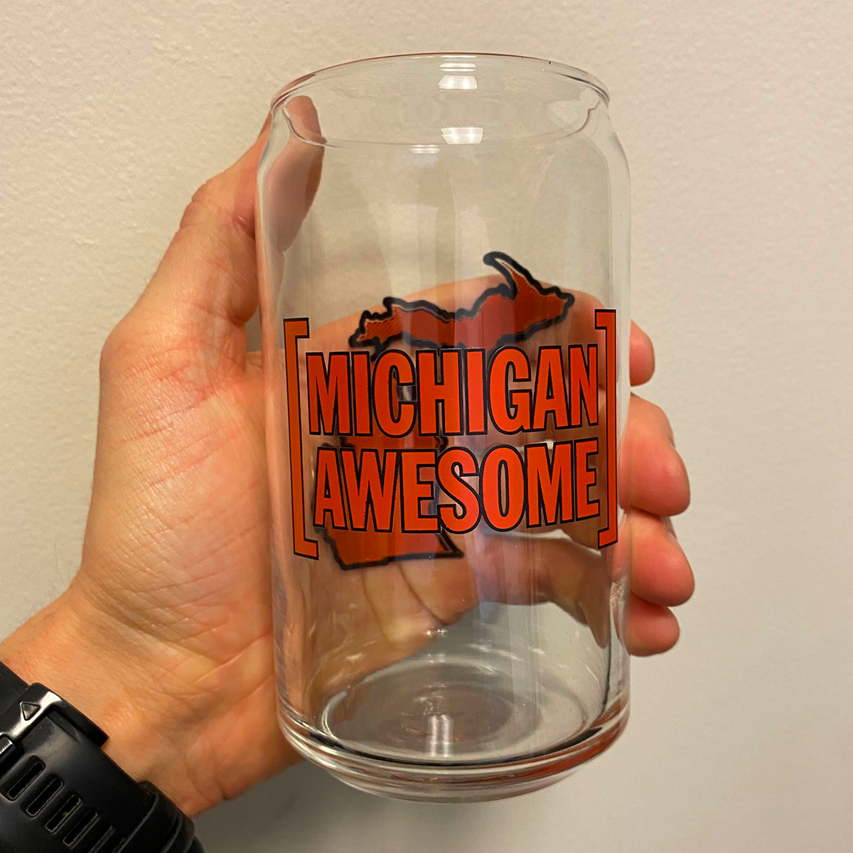 Buffalo Plaid Michigan Can Glass