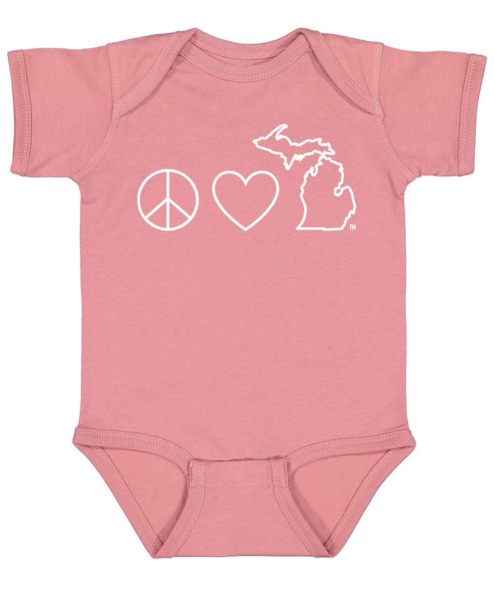 Peace Love Michigan Baby Onesie