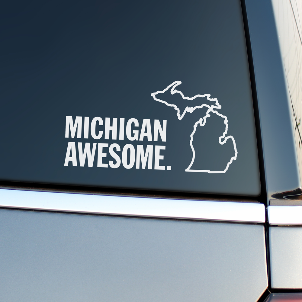 Sticker Gas Mi Michigan Awesome White Vinyl Sticker