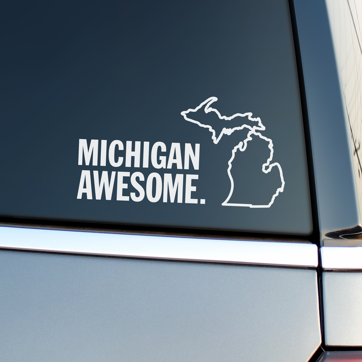 Michigan Awesome White Vinyl Sticker