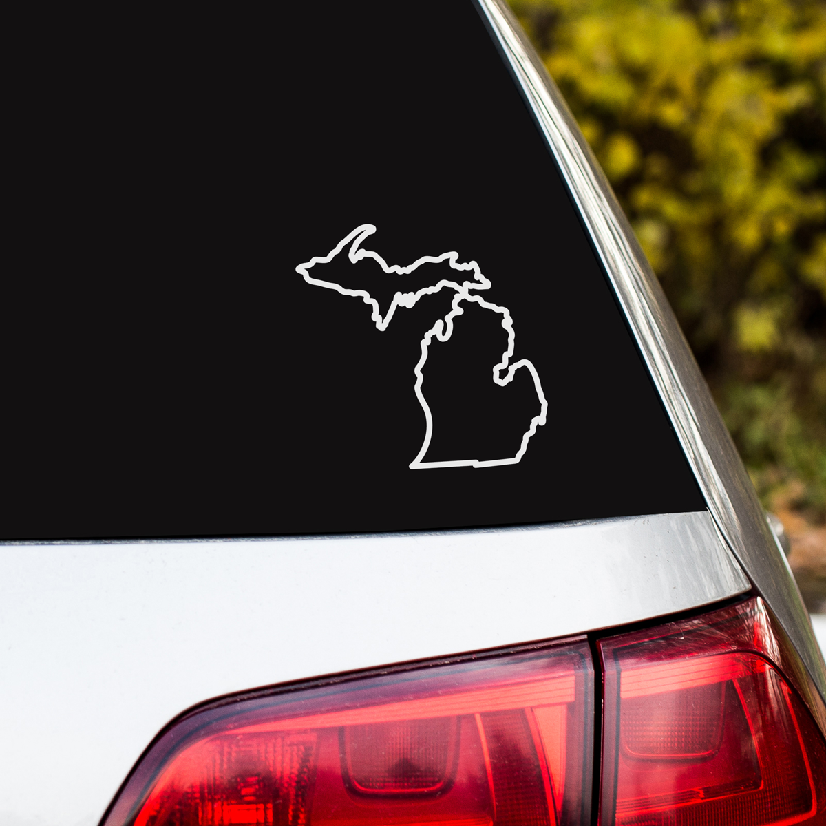 Michigan State Outline White Vinyl Sticker